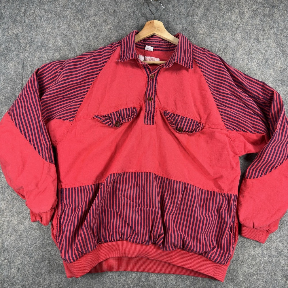 Vintage Dimitri's Network Sweatshirt Mens Medium Red Striped Pullover 80's 90's